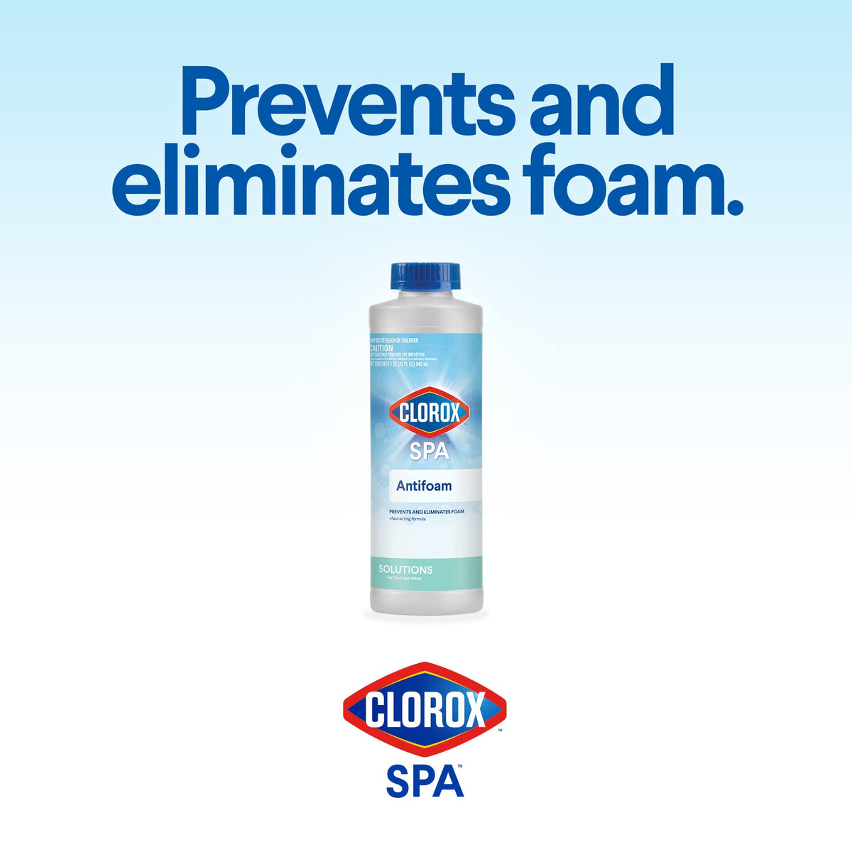 CLOROX Pool&Spa Spa Water Antifoam demonstrates foam elimination in spa water.