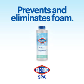 CLOROX Pool&Spa Spa Water Antifoam demonstrates foam elimination in spa water.