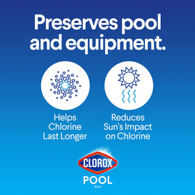Clorox Pool&Spa sunlight protection graphic shows reduced chlorine loss from UV exposure