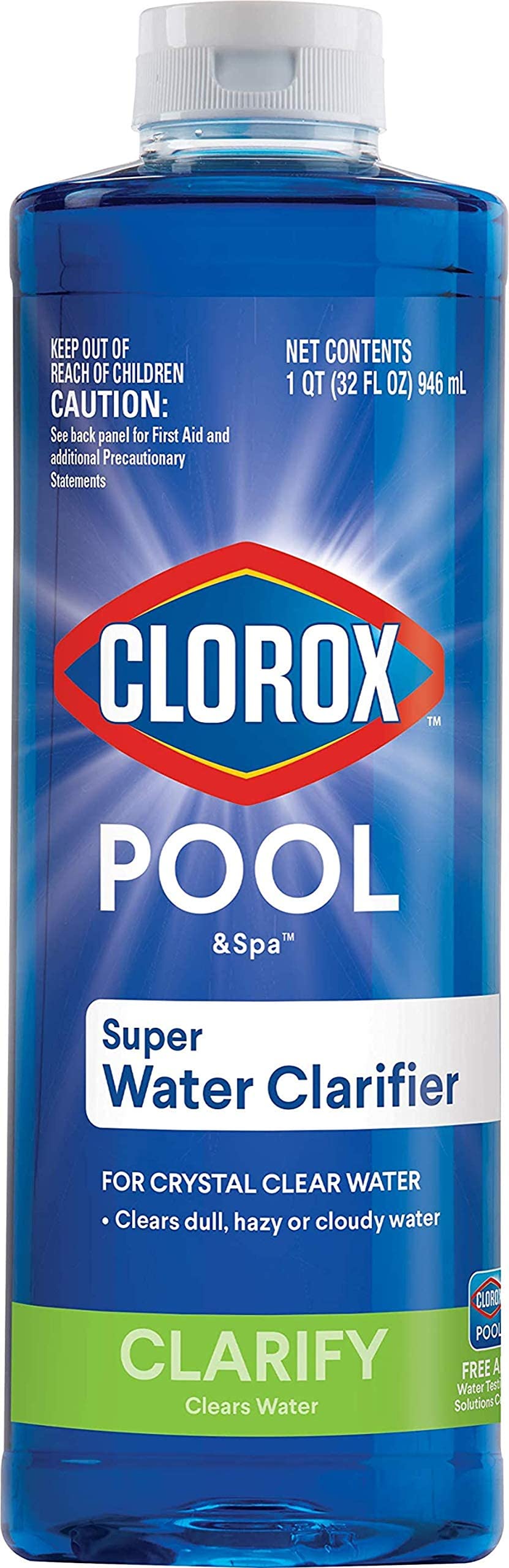 CLOROX Pool&Spa Super Water Clarifier bottle ready to clear hazy pool water