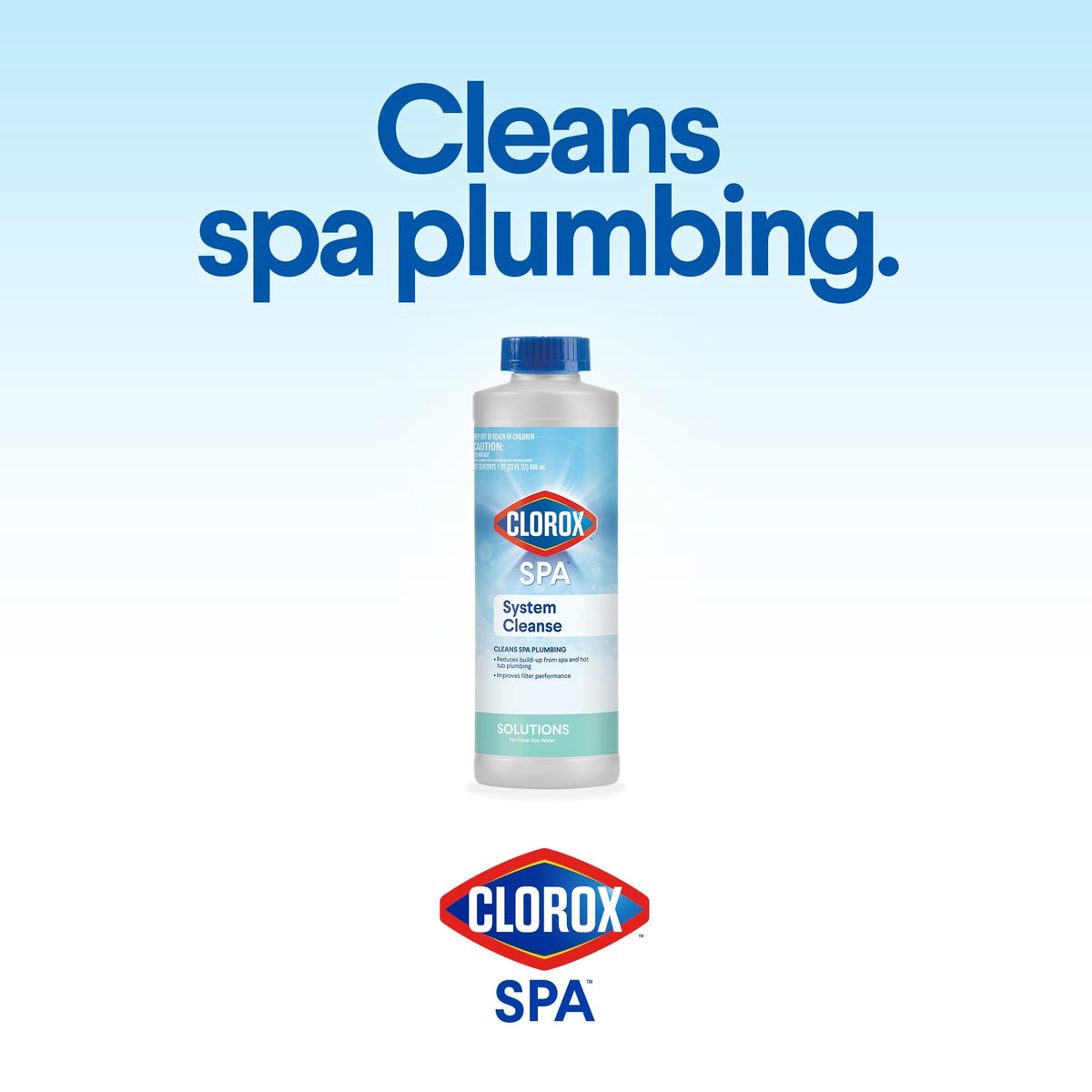 Clorox Pool&Spa System Cleanse application scene shows spa plumbing access.