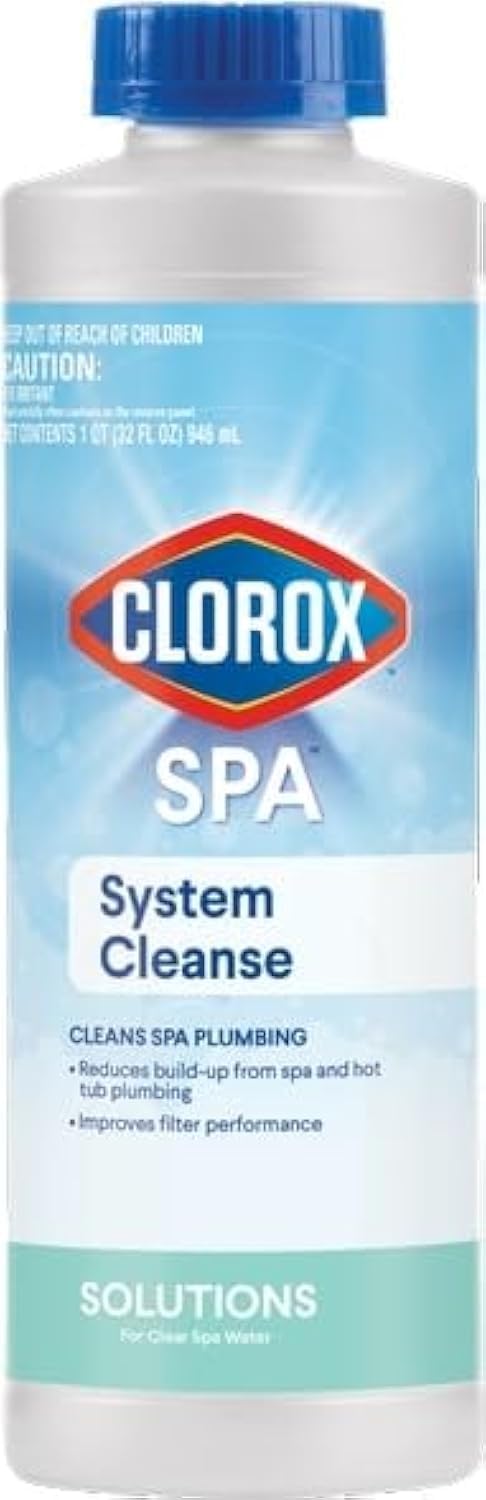 Clorox Pool&Spa System Cleanse bottle pour demonstrates easy dosing.