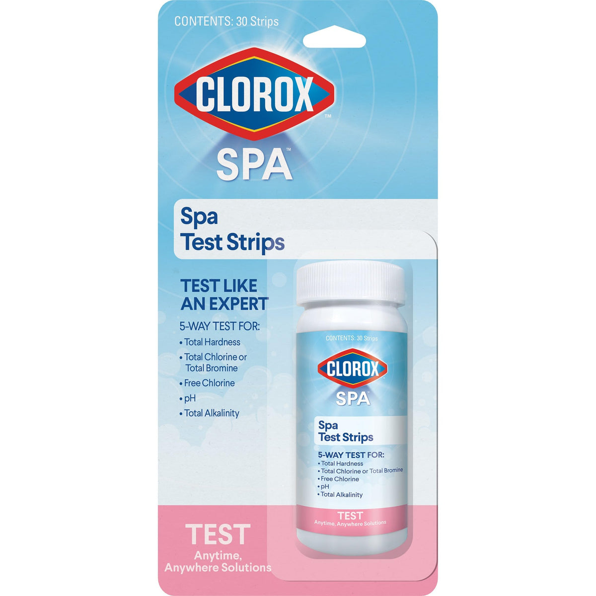 CLOROX Pool&Spa Test Strips 5-Way: quick spa water testing.
