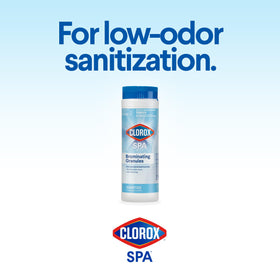 Clorox Pool&Spa brominating granules dissolving visibly for fast spa sanitization.