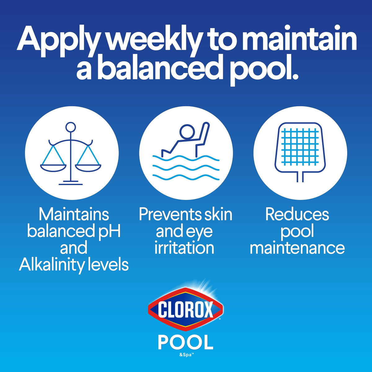 Clorox Pool&Spa Perfect Balance dosing guide image for pH and alkalinity control
