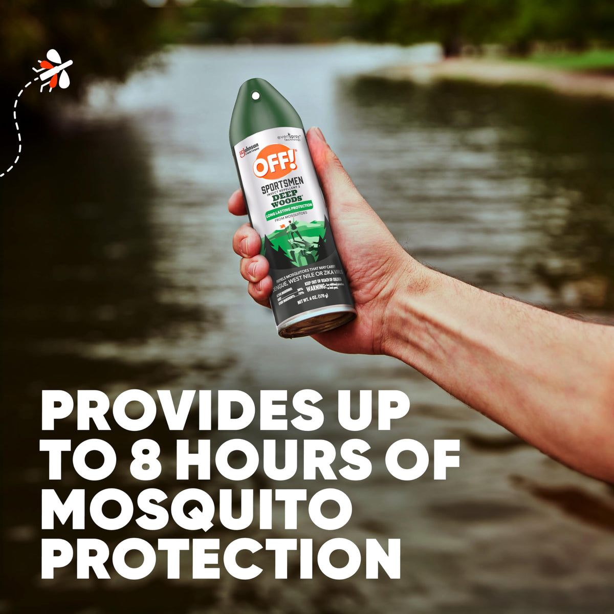 Close-up of the OFF! Deep Woods Sportsmen III aerosol spray nozzle.