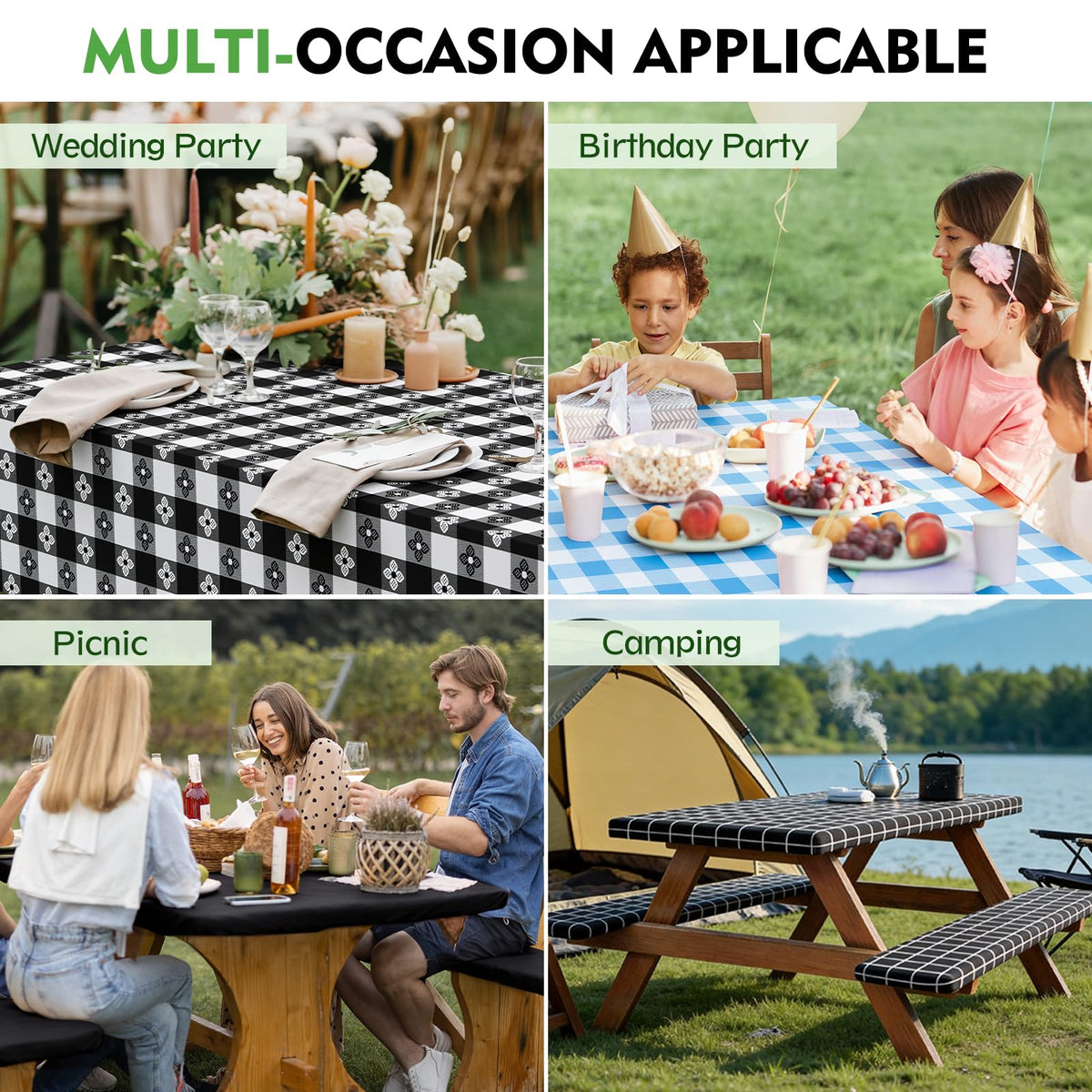 Clothclose classic plaid design adds versatile style to outdoor tables.