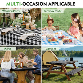 Clothclose classic plaid design adds versatile style to outdoor tables.