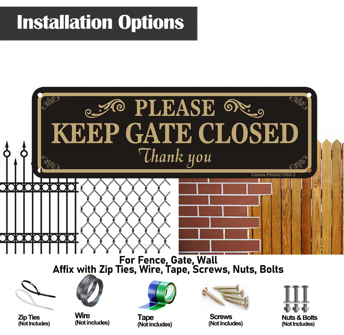 Clotide Easy-to-mount sign with four holes for quick installation