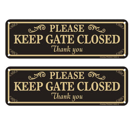 Clotide Please Keep Gate Closed sign on durable aluminum for yard gate use