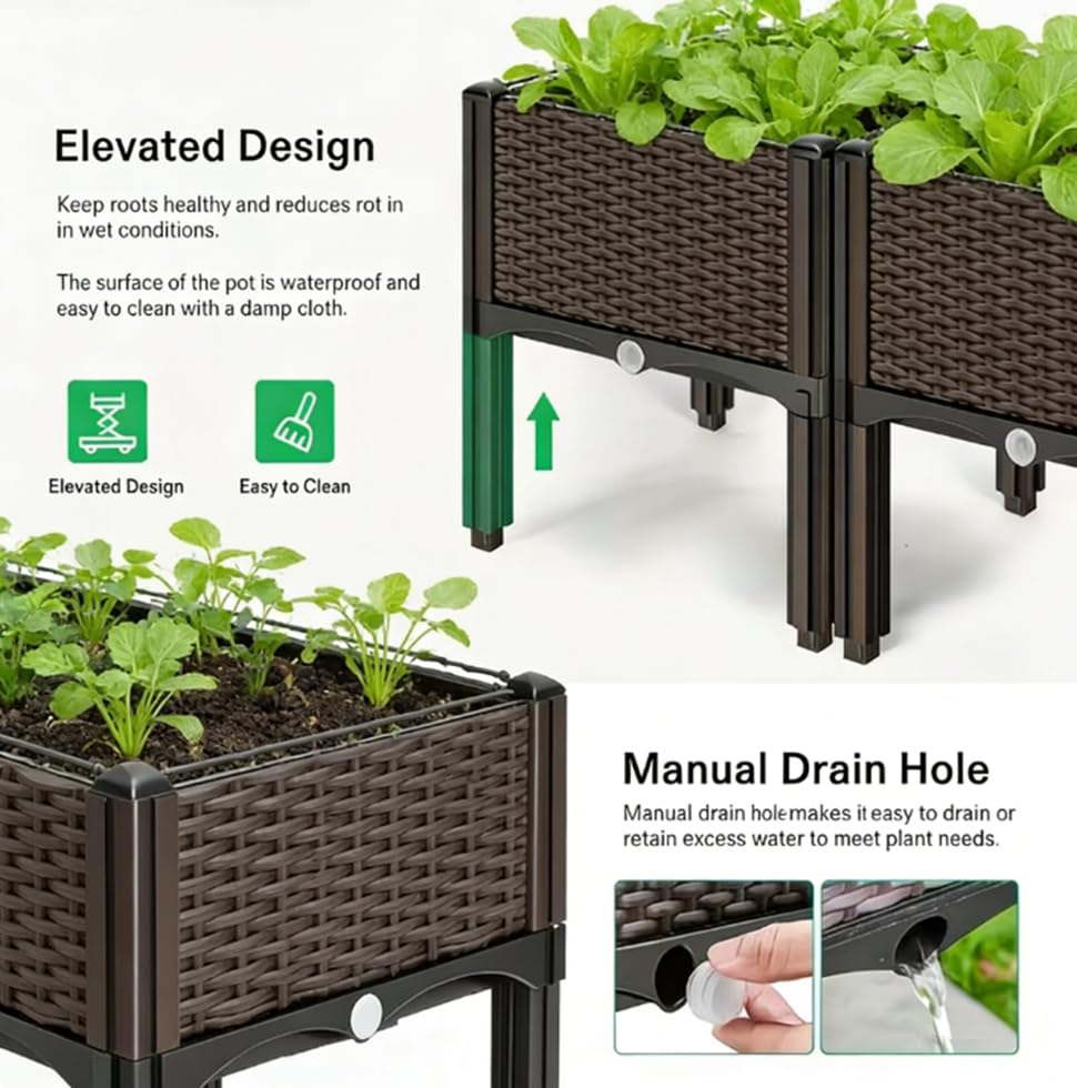CloudDream brown raised garden box outdoor use enhances balcony or patio gardening