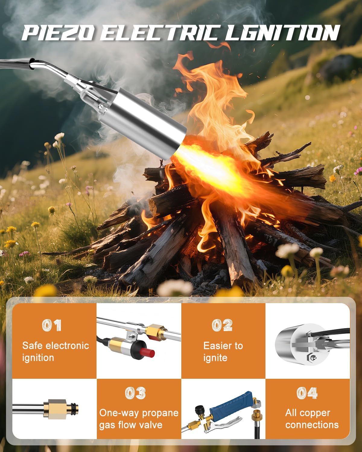 Clozpleax propane torch ergonomic handle for comfortable grip