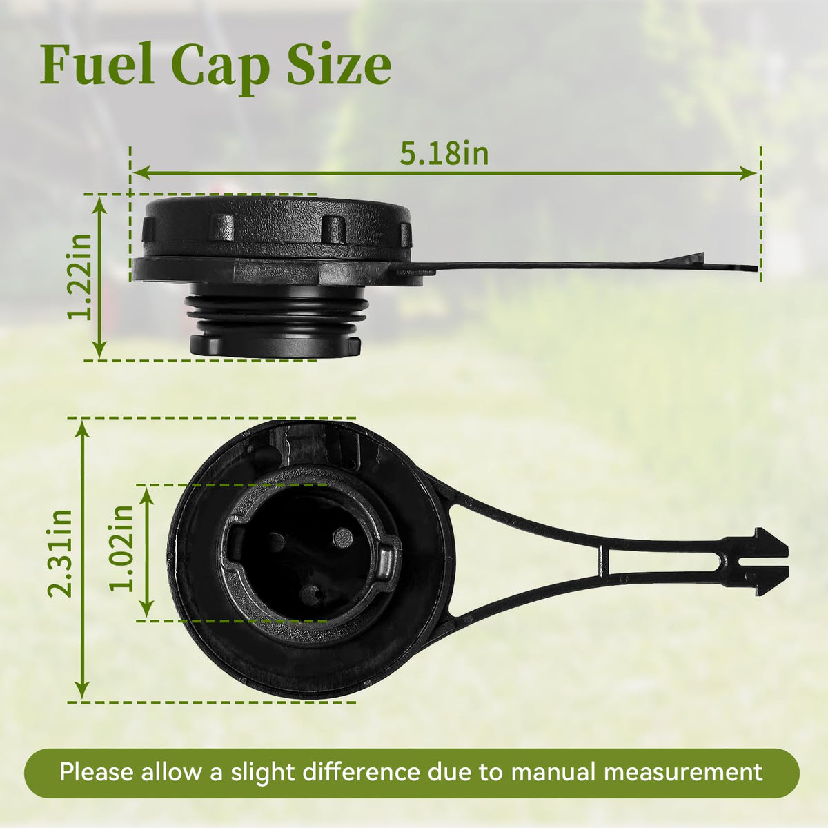 CLSR2U gas cap mounted on mower fuel tank for quick swap.