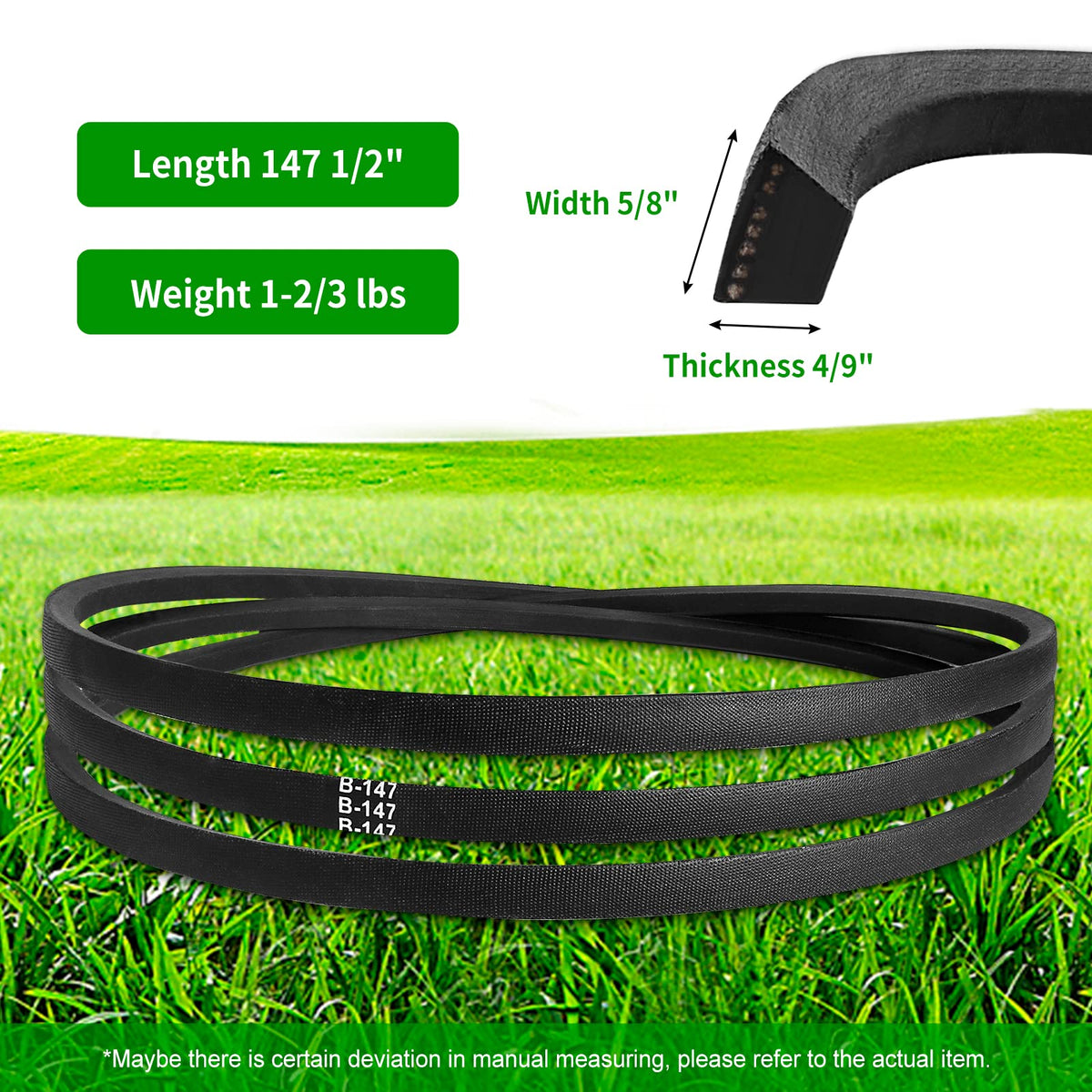 CLSR2U deck belt side view highlighting rugged construction for heat resistance