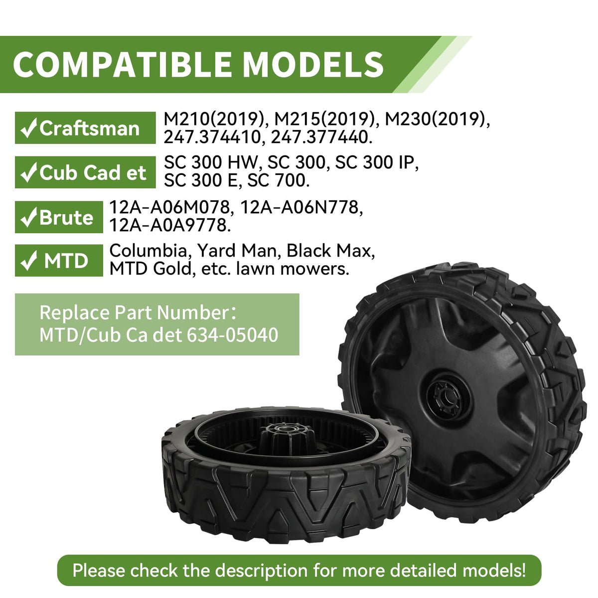 CLSR2U 8-inch drive wheel—fits 21-inch self-propelled mowers for smoother movement.