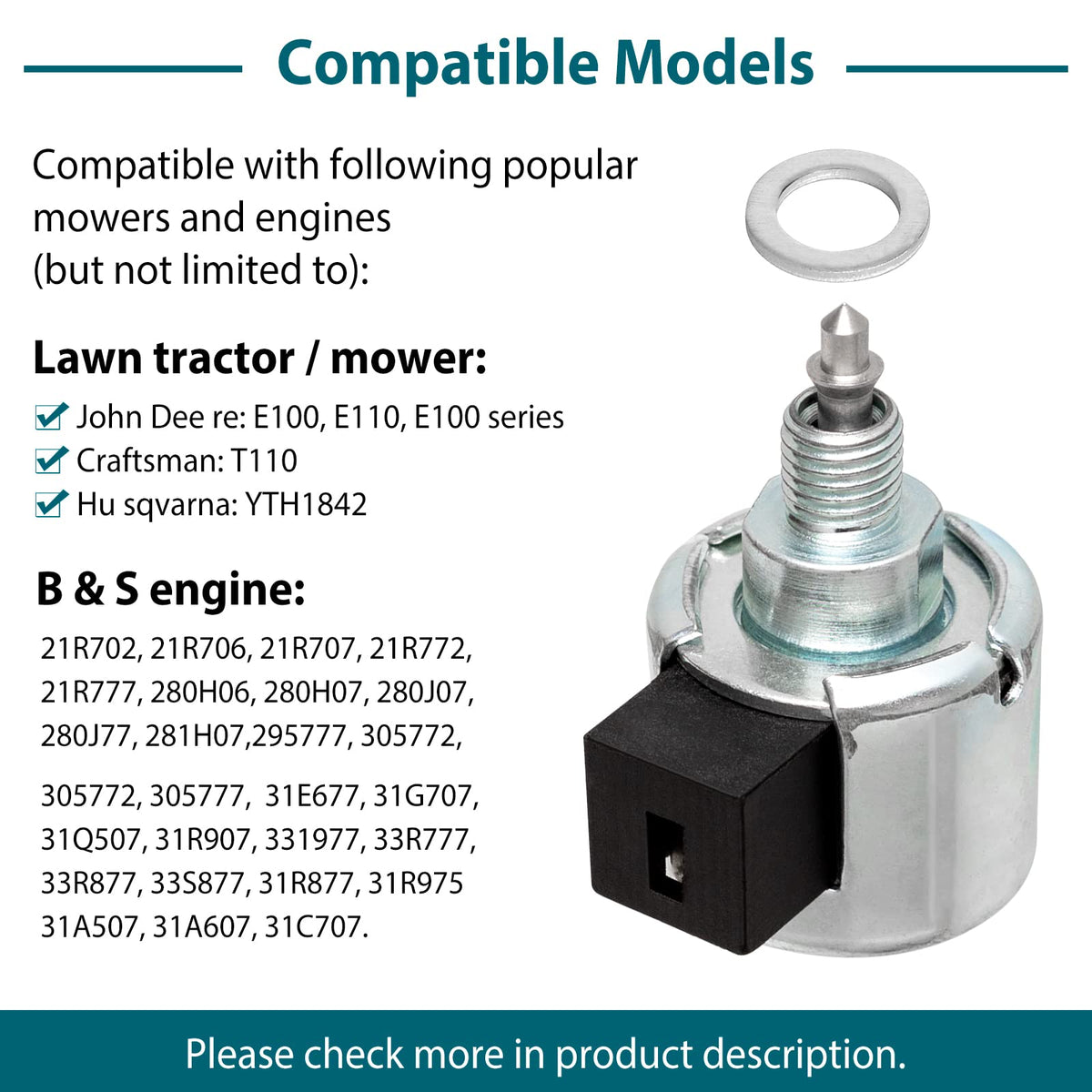 CLSR2U engine compatibility chart showing broad mower support