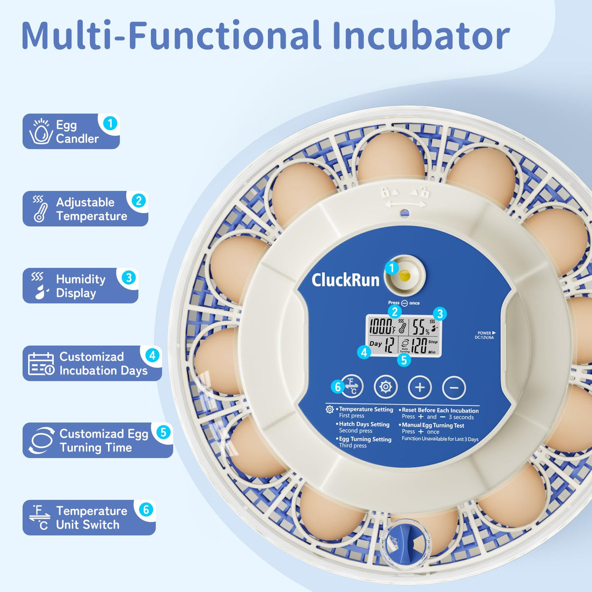 CluckRun built-in egg candler for spotting non-fertile eggs