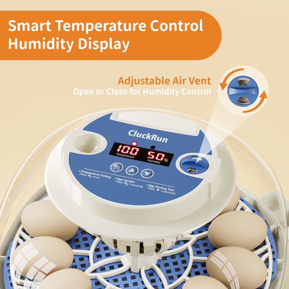 CluckRun AB humidity trays ensure stable moisture with external humidity management.