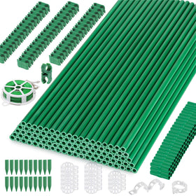 Cludoo 342PCS garden stakes set provides durable outdoor plant support.