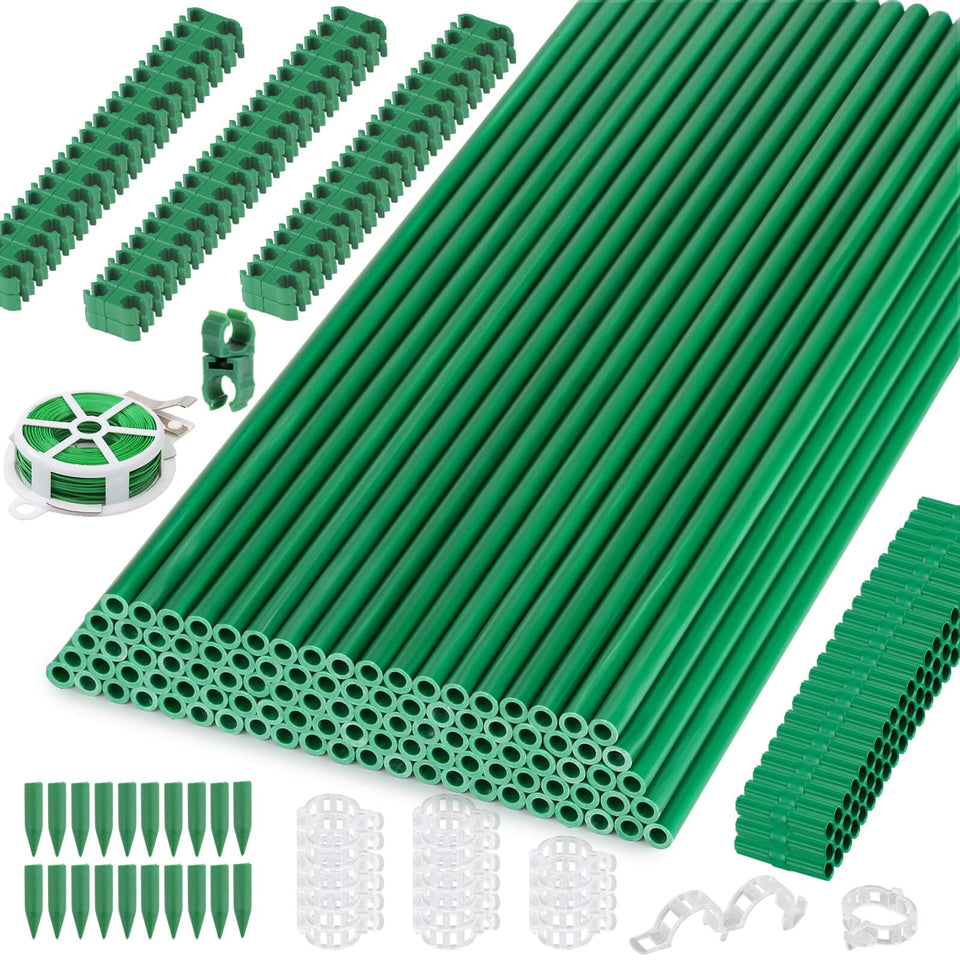 Cludoo 342PCS garden stakes set provides durable outdoor plant support.