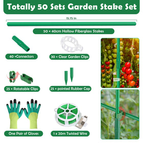 Cludoo fiberglass stakes with connectors enable adjustable length for growing plants.