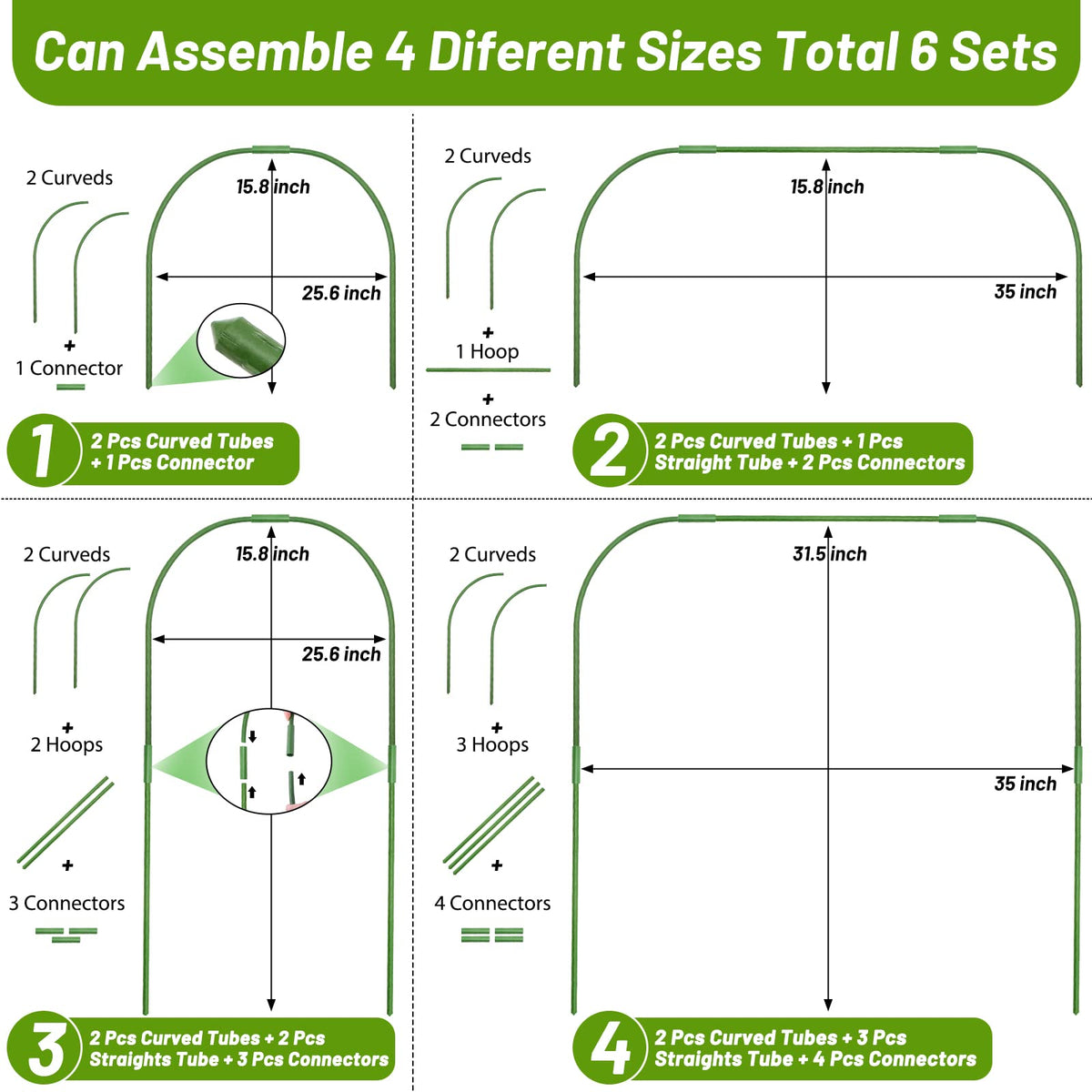 Cludoo curved garden hoops support raised beds for year-round growth