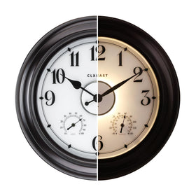 CLXEAST 24 inch outdoor clock with backlit dial for night visibility.