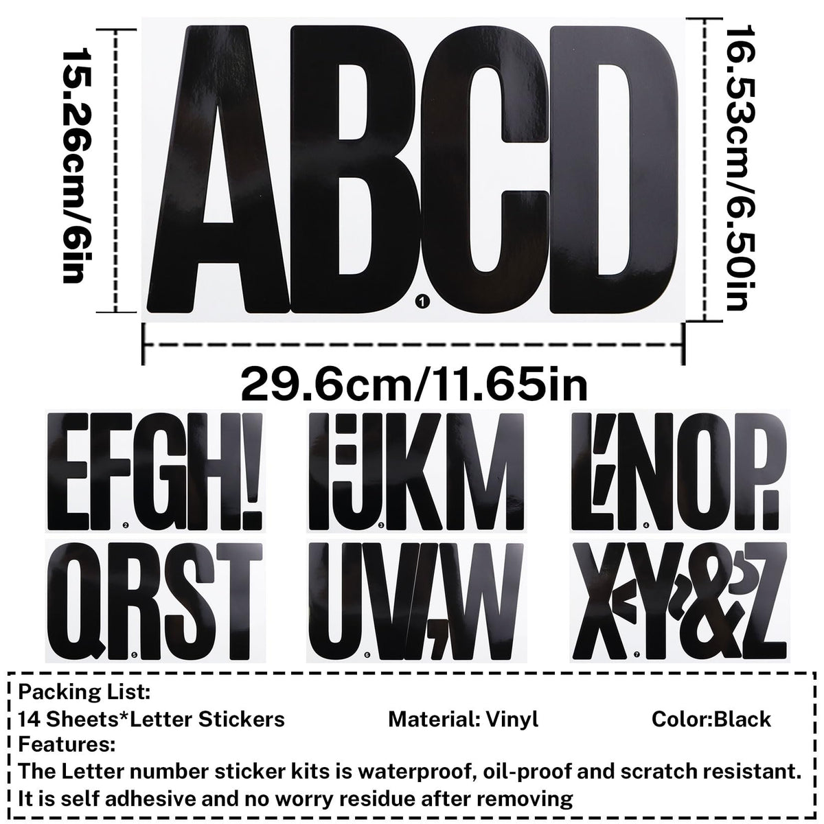CMBBZZY self-adhesive 6-inch letters for doors and signs, quick application.