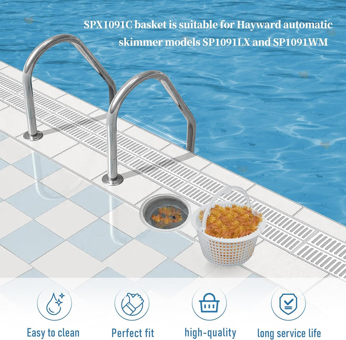 CMENINCY SPX1091C heavy-duty plastic skimmer basket for durability.
