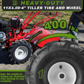 CMOOD 11x4 tiller tire dimension illustration 11" x 4"