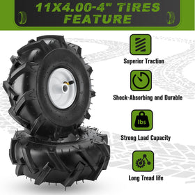 CMOOD 11x4 tiller tire load capacity up to 400 lbs