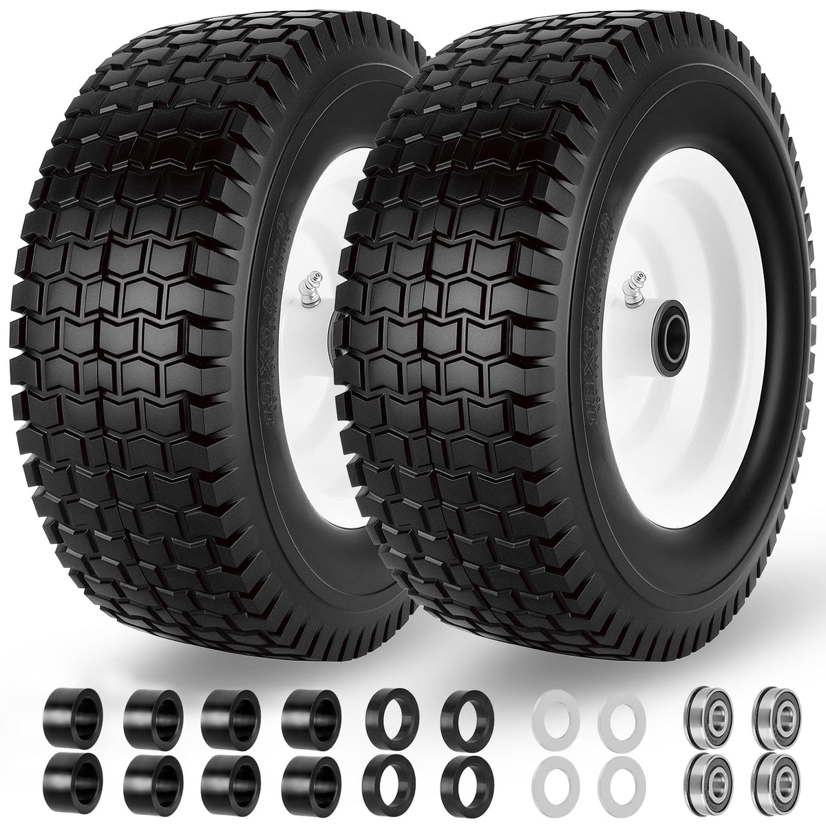 CMOOD 13x5.00-6 flat-free tire and wheel assembly ready for quick mower installation.