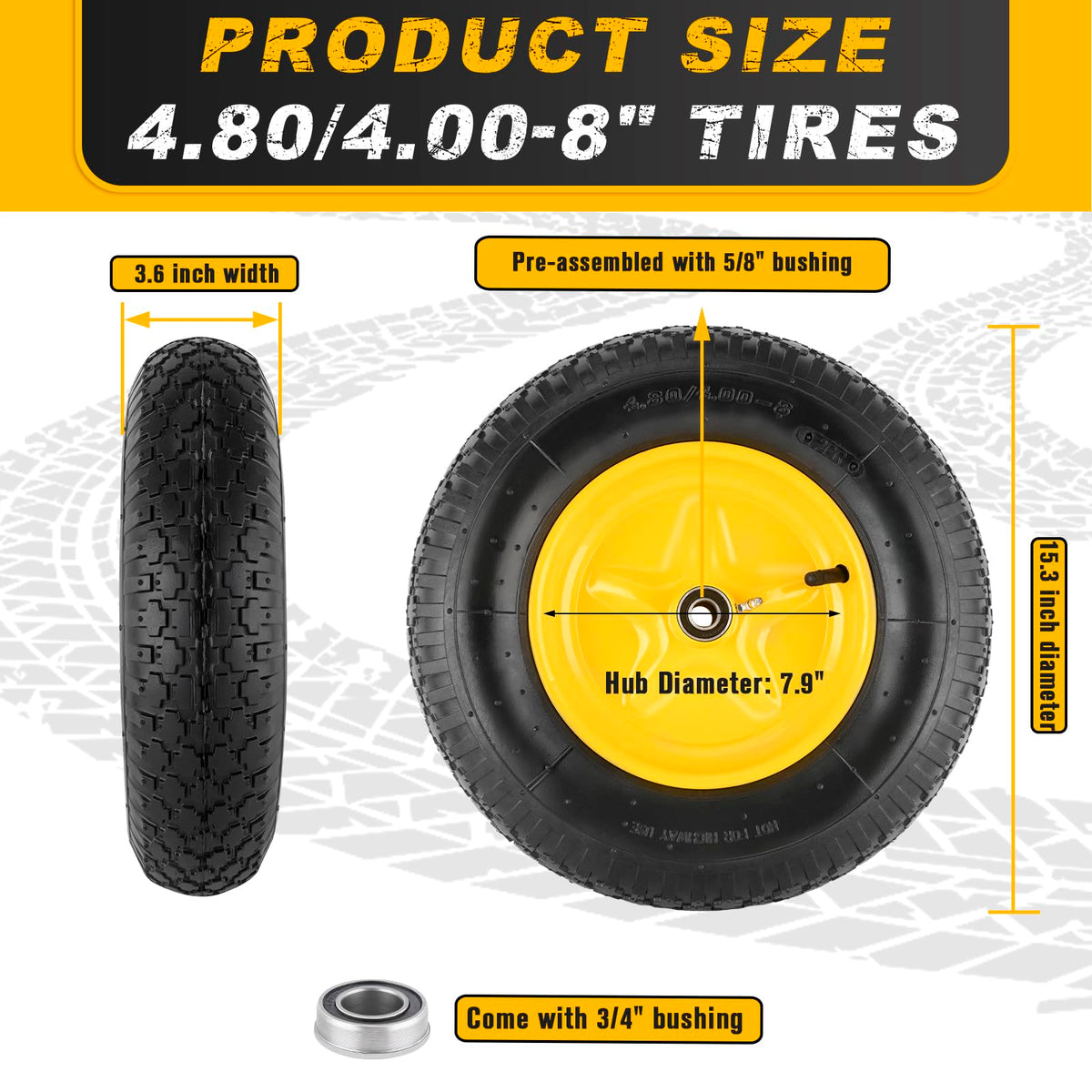CMOOD 16-inch pneumatic tire hub assembly ready for mounting