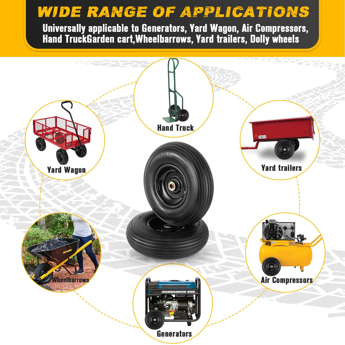 CMOOD 2-pack replacement tires fit wheelbarrows, carts, and more.