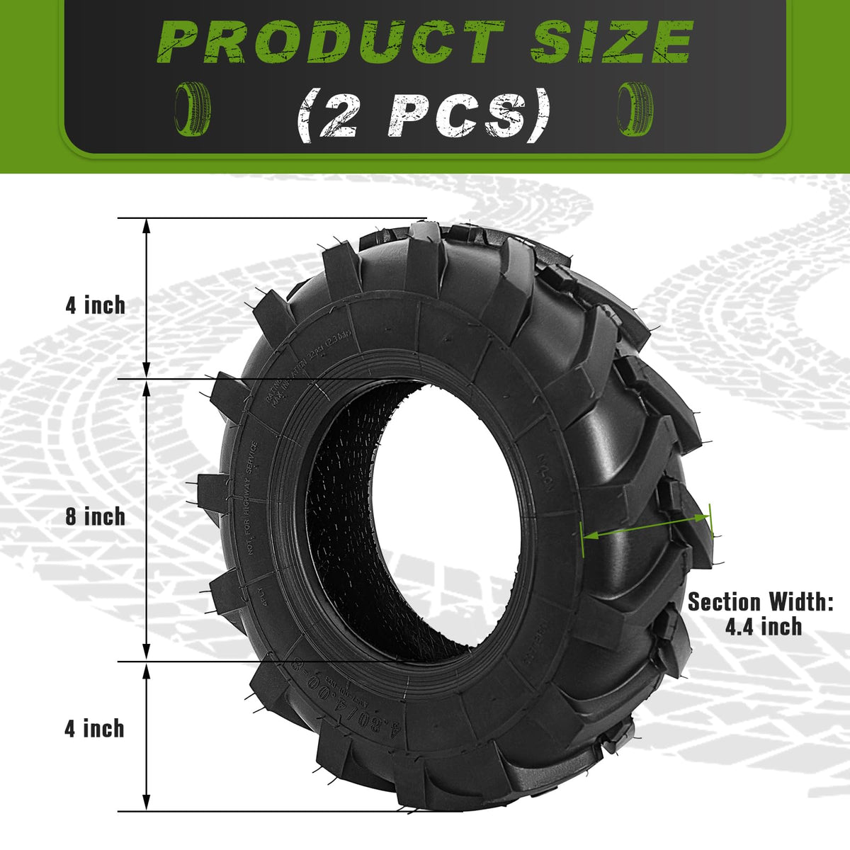 CMOOD 4.80/4.00-8 tires compatible with many garden devices