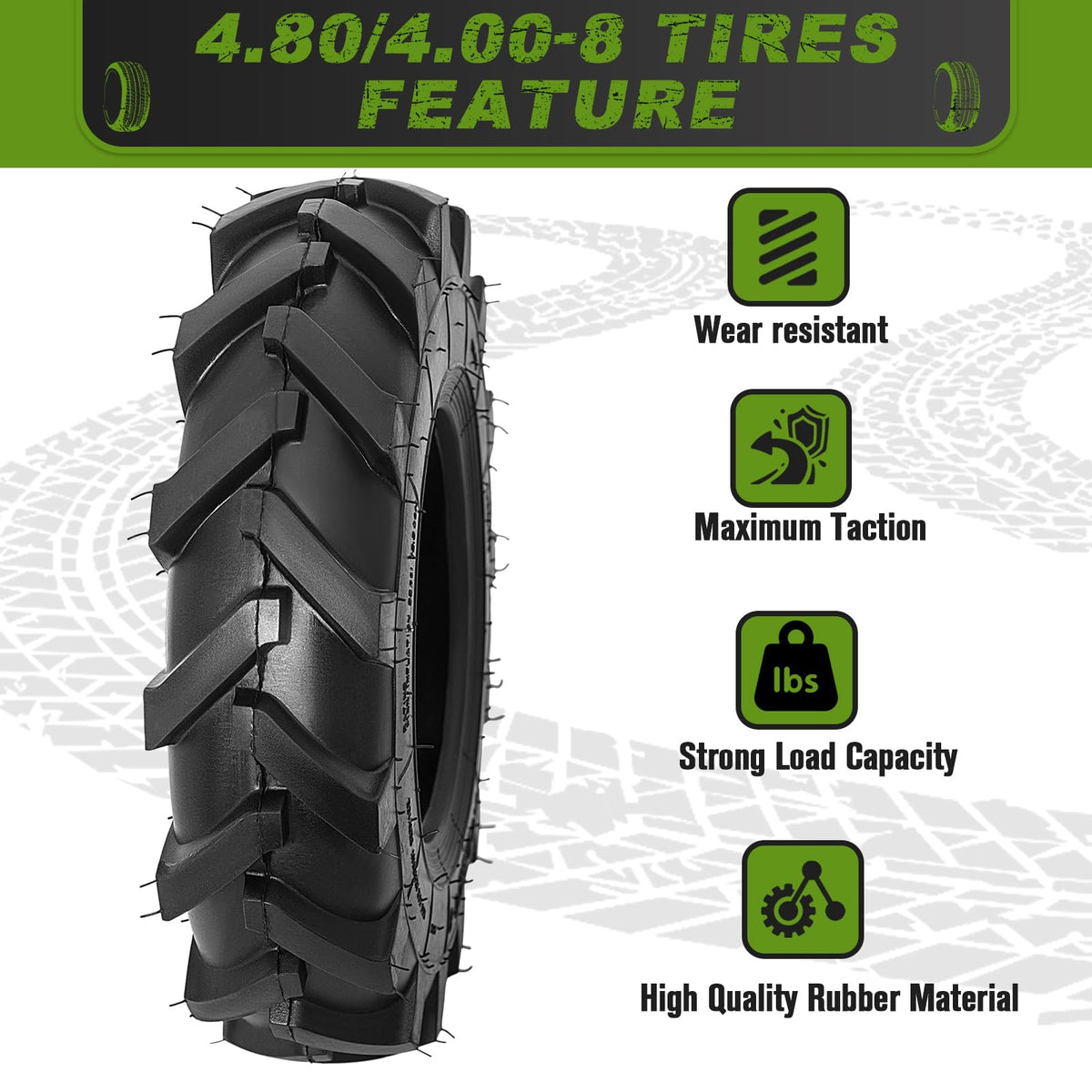 CMOOD 4.80/4.00-8 tire turf-traction for even mowing