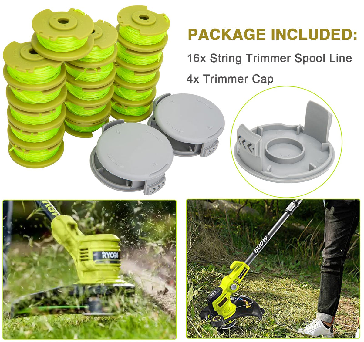 CMOOD ABS spool with durable nylon line for steady feeding.