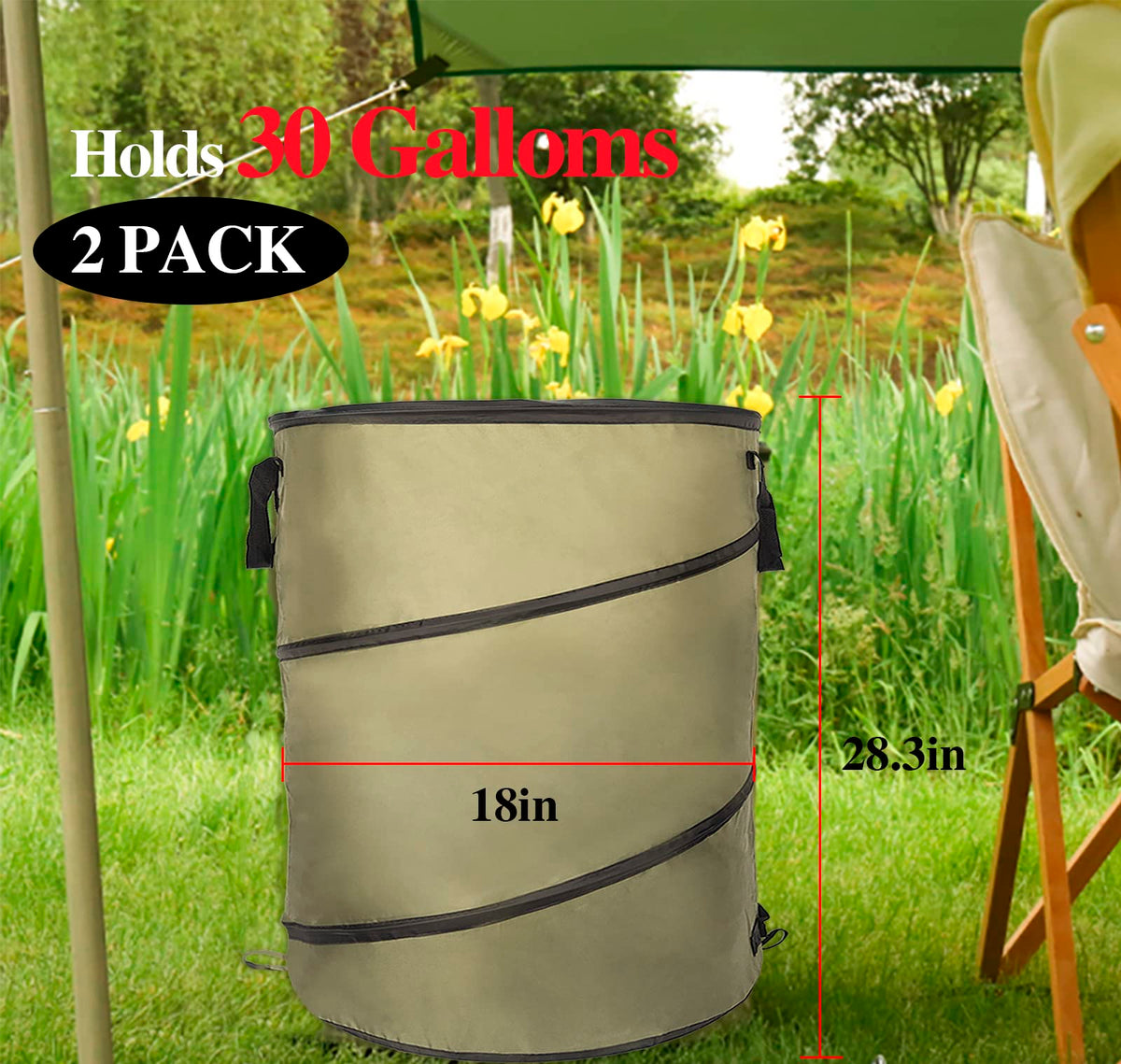 CMOOD collapsible lawn bag folded compactly for easy storage.