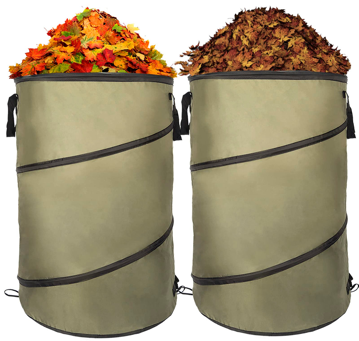 CMOOD collapsible lawn bag in use for yard cleanup and leaf collection.