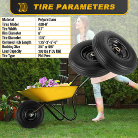 CMOOD sturdy steel rim with polyurethane tire for long-lasting performance.
