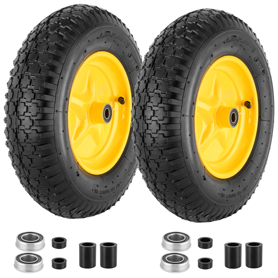 CMOOD tire and wheel front view for quick replacement on wheelbarrows