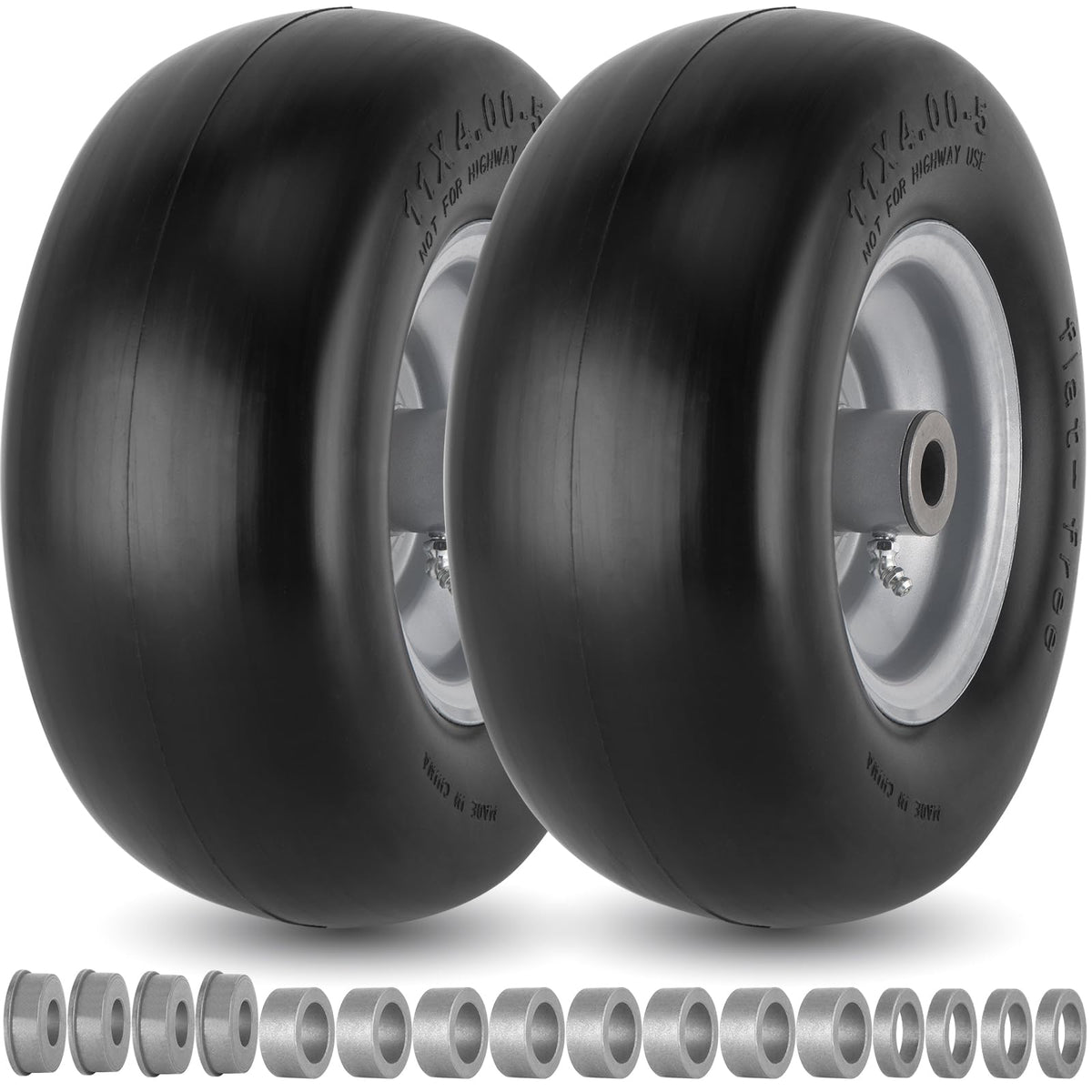 CMOOD 11x4-5 flat free tire ready for zero-turn mowers with puncture-proof durability.