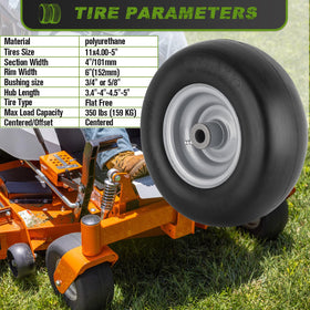 CMOOD solid polyurethane tire delivers reliable performance without air pressure worries.