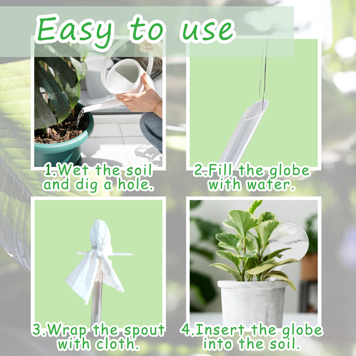 Cmaqpw transparent bulb design helps monitor water and support plants while traveling.