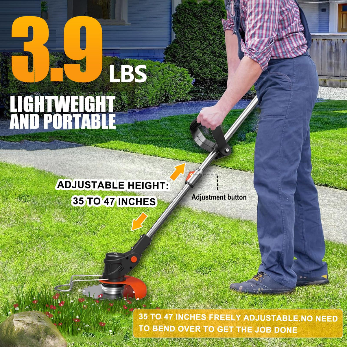 Cn2lxya adjustable-length weed wacker helps comfortable operation.