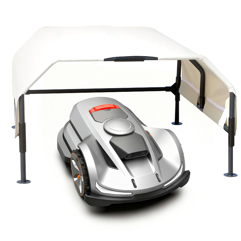 CNAINFC Robot Mower Garage front view showing weather protection for the mower