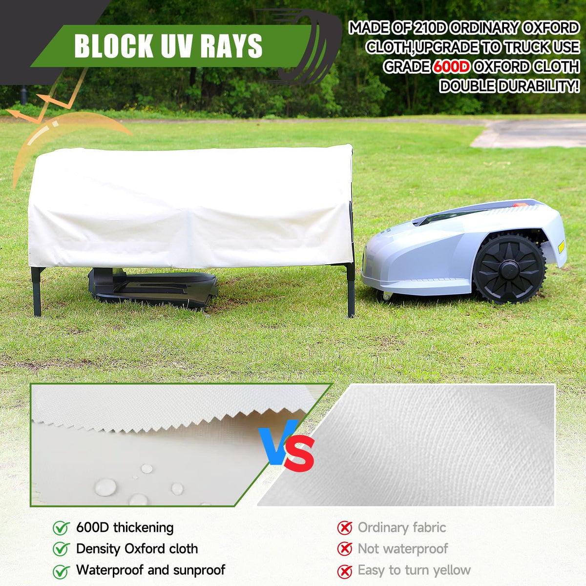 CNAINFC Robot Mower Garage rust-proof steel frame in outdoor setup