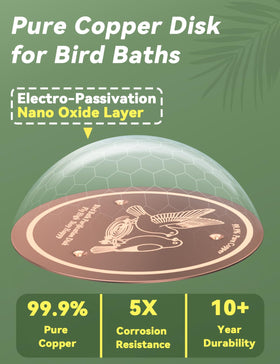 CNARIO copper disk fits standard bowls ensuring easy integration into existing birdbaths.
