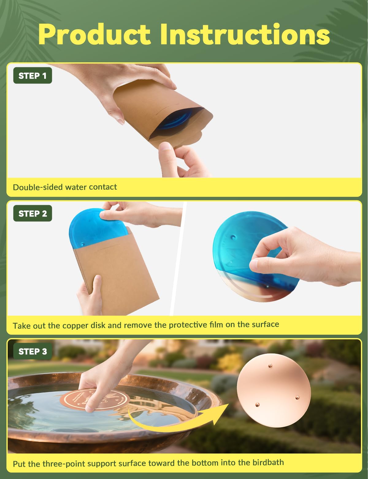 CNARIO 0.6mm thick copper disk delivers durable, chemical-free water care for bird baths.