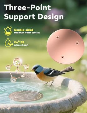 CNARIO water-purification disk maintains clear year-round water for backyard birds.